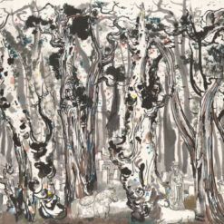Large Chinese Forest Landscape Oil Painting – Wu Guanzhong Style “Confucius Grove” Wall Art